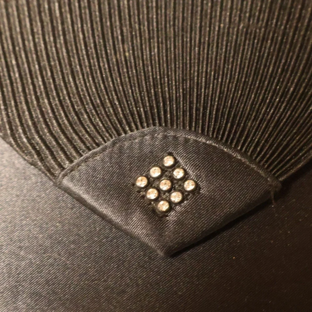 Vintage 90s Pleated Satin Clutch Evening Bag Womens Black Rhinestone Y2K Formal